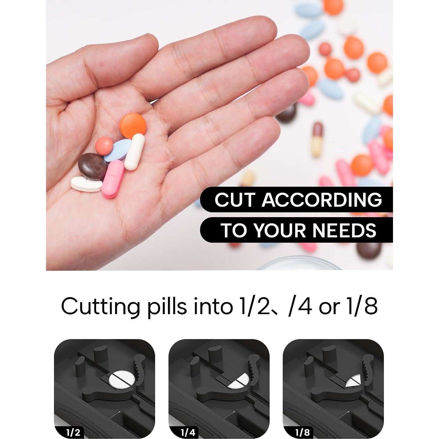 Cortador de Pastillas E ENASUE con Etiquetas - Negro, Portátil y Seguro