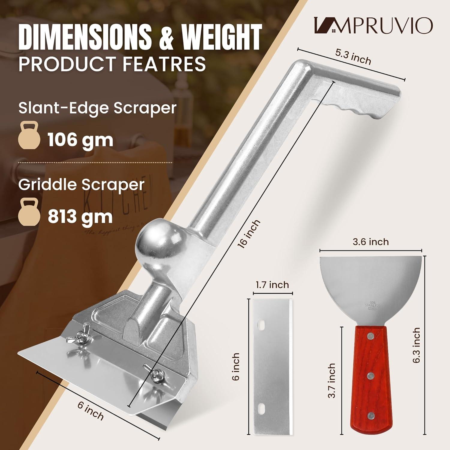 Juego de Raspadores de Plancha IMPRUVIO con 4 Cuchillas Repuesto