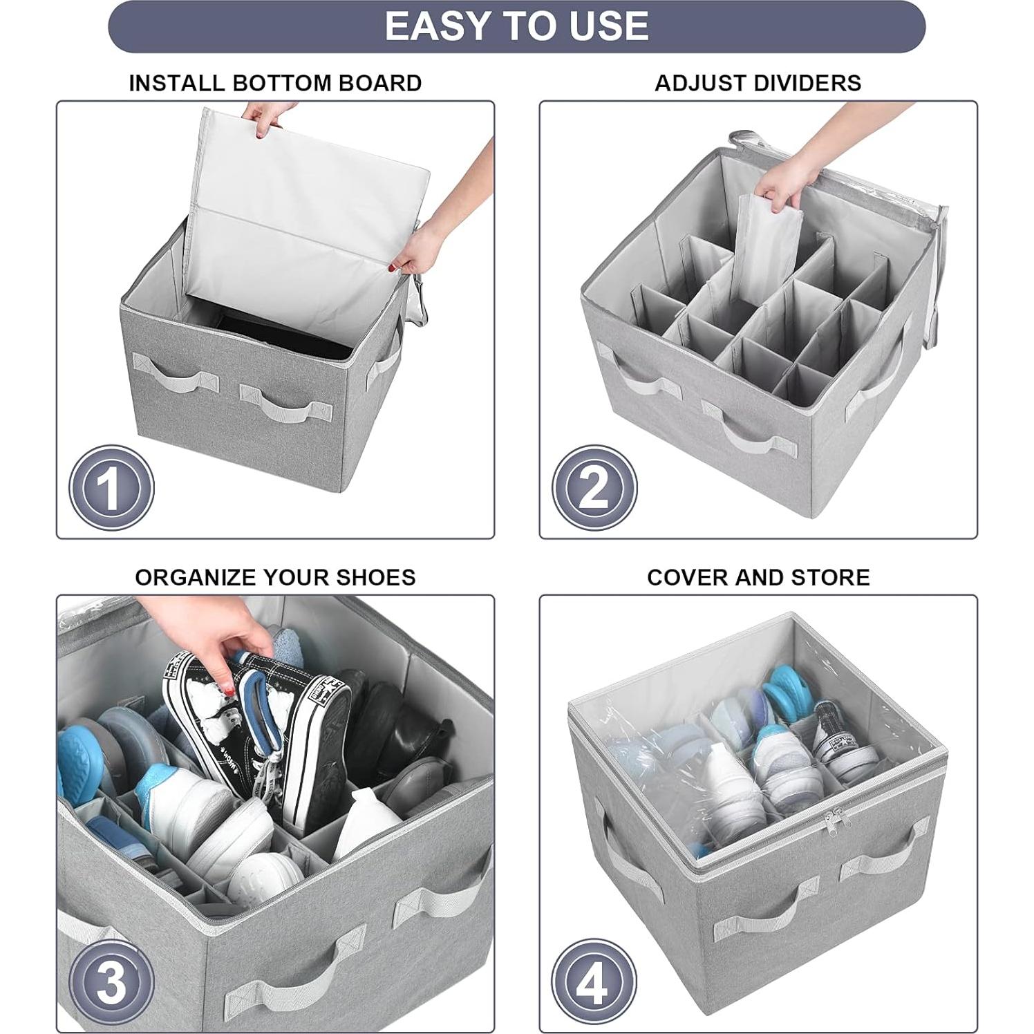 Organizador de Zapatos Moteph Gris Pequeño 12 Pares con Cubierta