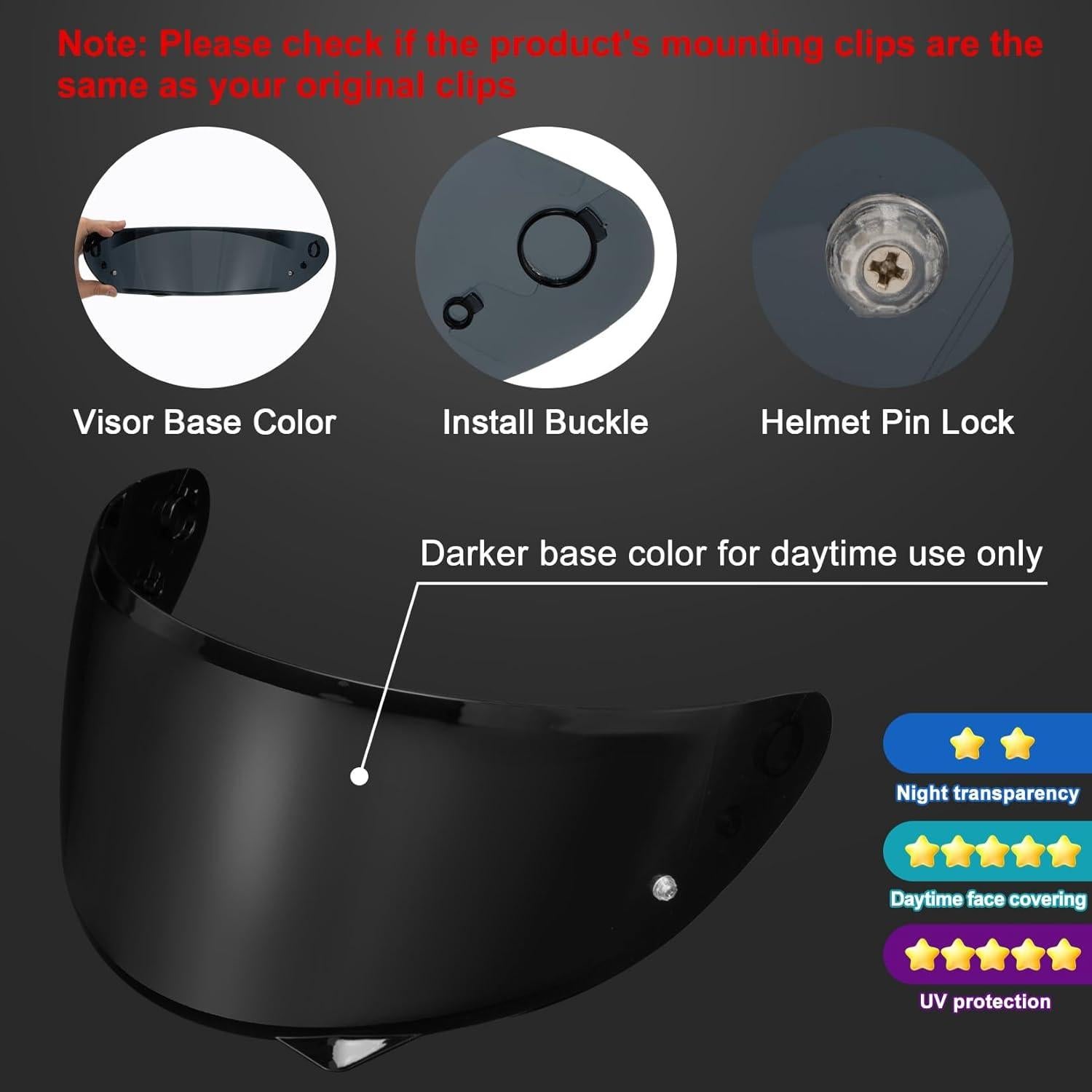 Visor PSLER HJ-34P C10 Tinte Negro para Casco Pinlock