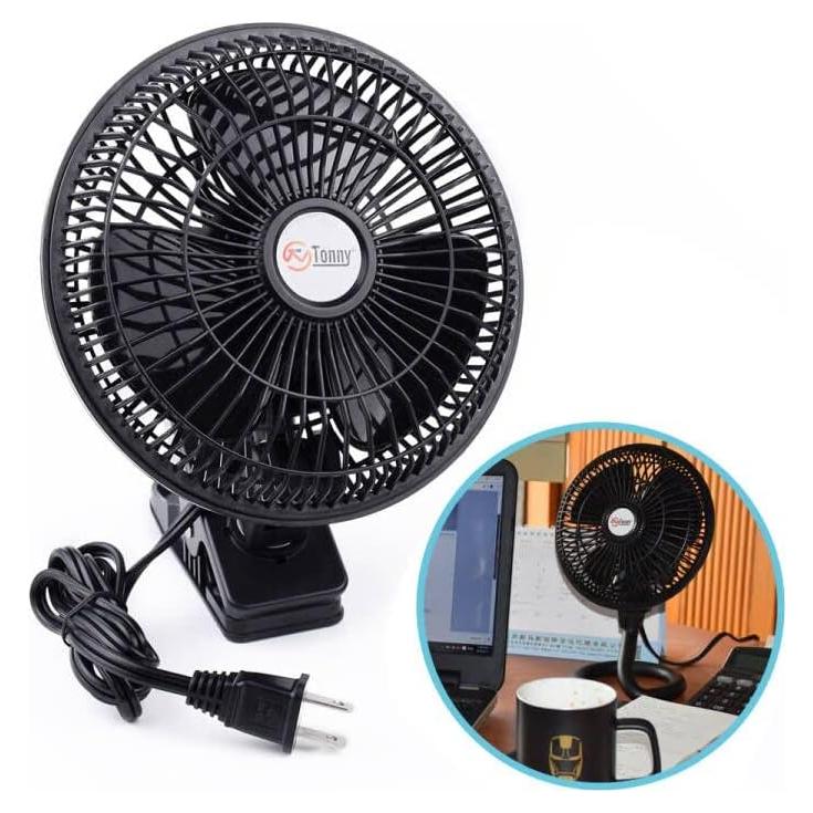 Ventilador de Clip TN TONNY 15,24 cm 2 Velocidades Negro