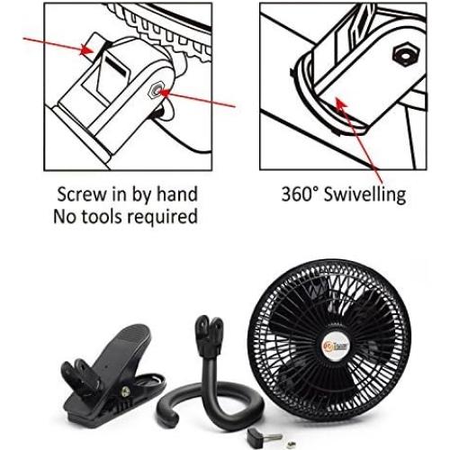 Ventilador de Clip TN TONNY 15,24 cm 2 Velocidades Negro