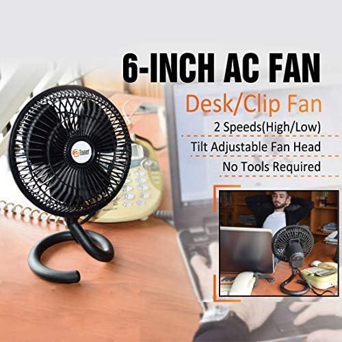 Ventilador de Clip TN TONNY 15,24 cm 2 Velocidades Negro