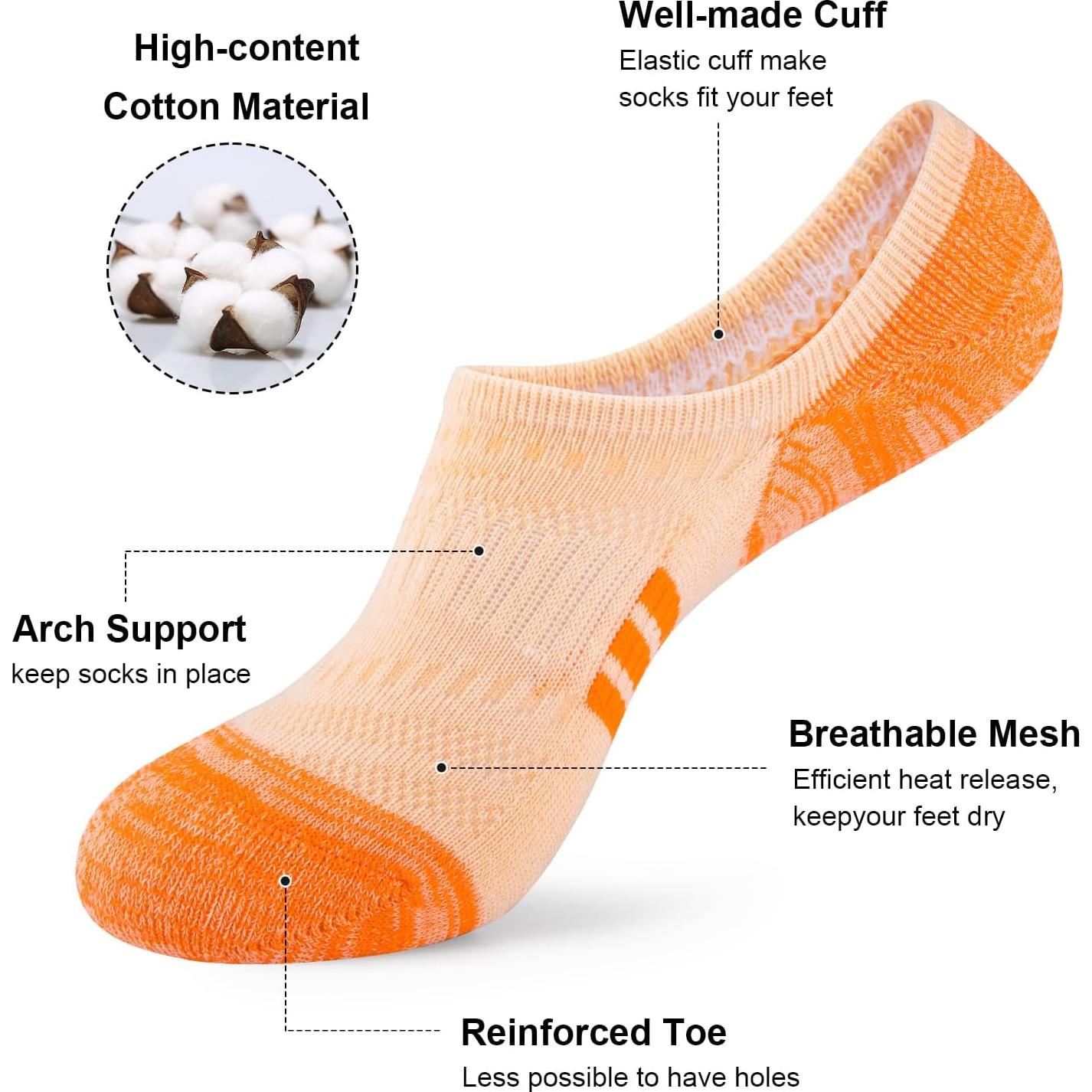 Calcetines Invisibles COOPLUS para Mujeres - 6 Pares Multicolor