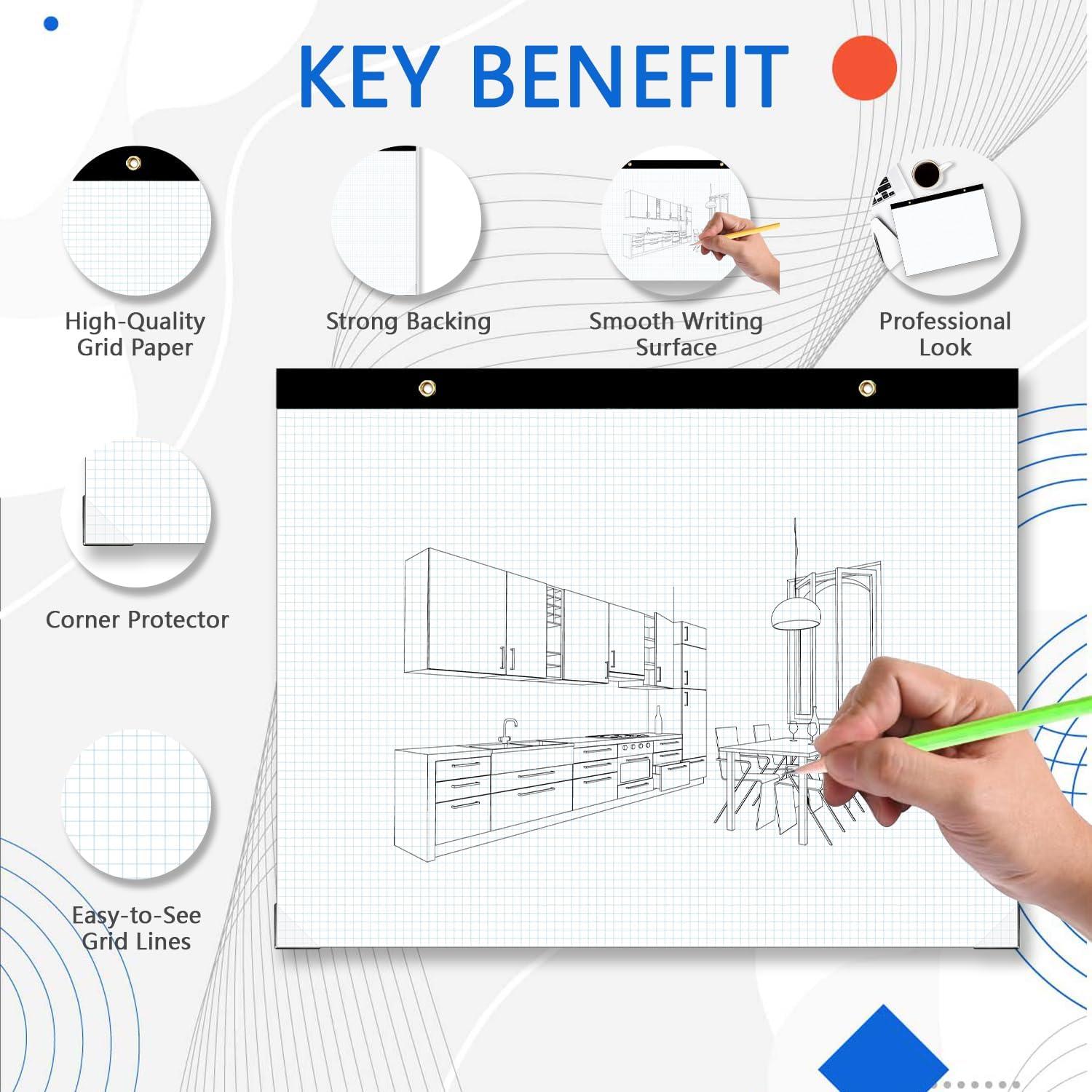 Bloc de Papel Gráfico Lyuzecheean 22x17 cm 50 Hojas Cuadrícula