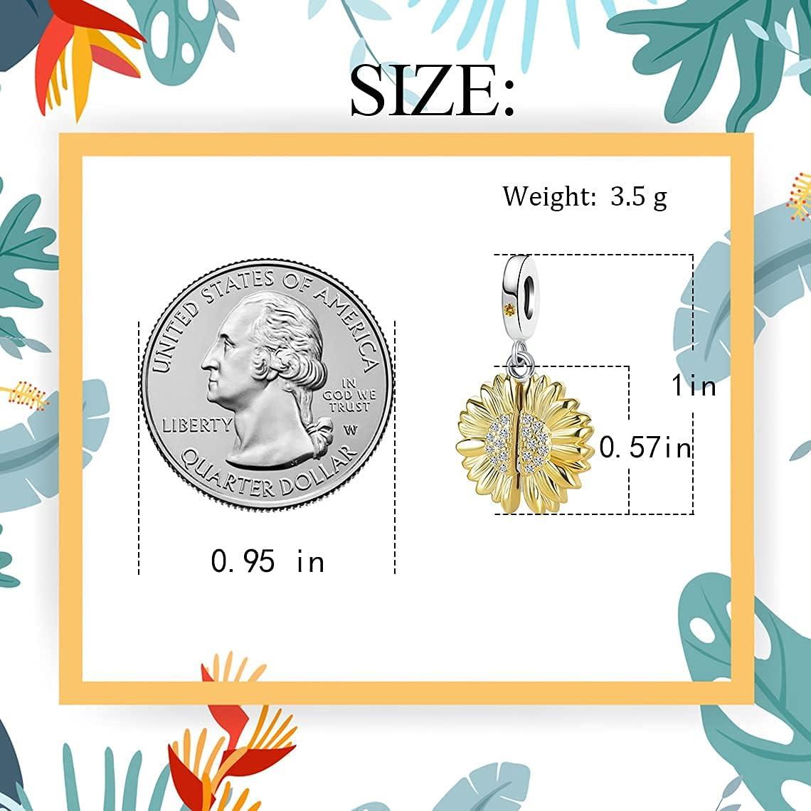 Encanto Girasol Abierto QeenseKc para Pulsera Pandora Oro Rosa