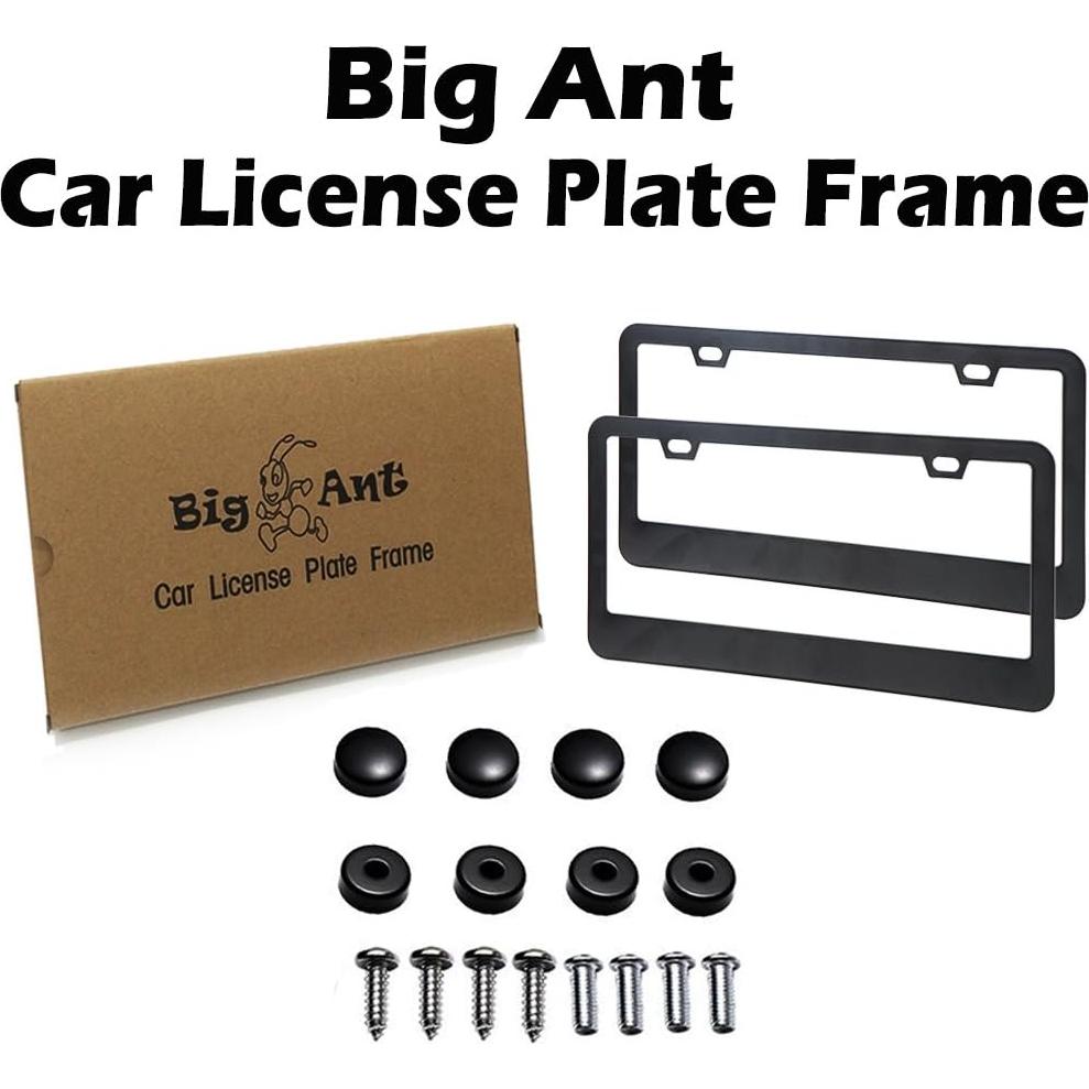 Marco de Placa de Licencia Big Ant Acero Inoxidable Negro - 2 Piezas