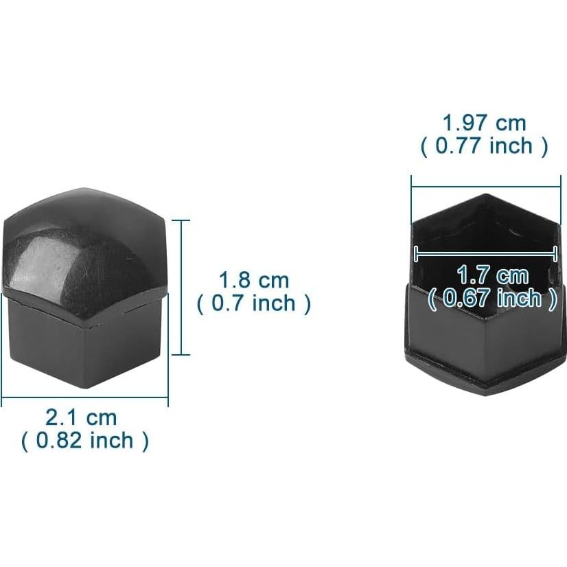 Cubiertas de tuerca de rueda AuMoHall 17 mm negras - 20 unidades