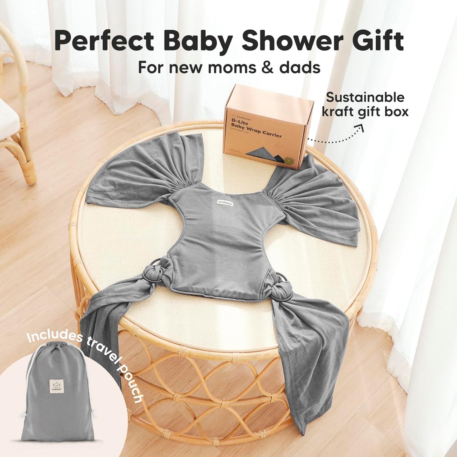 Fular Portabebés D-Lite KeaBabies Gris Clásico Ajustable 0-20 kg