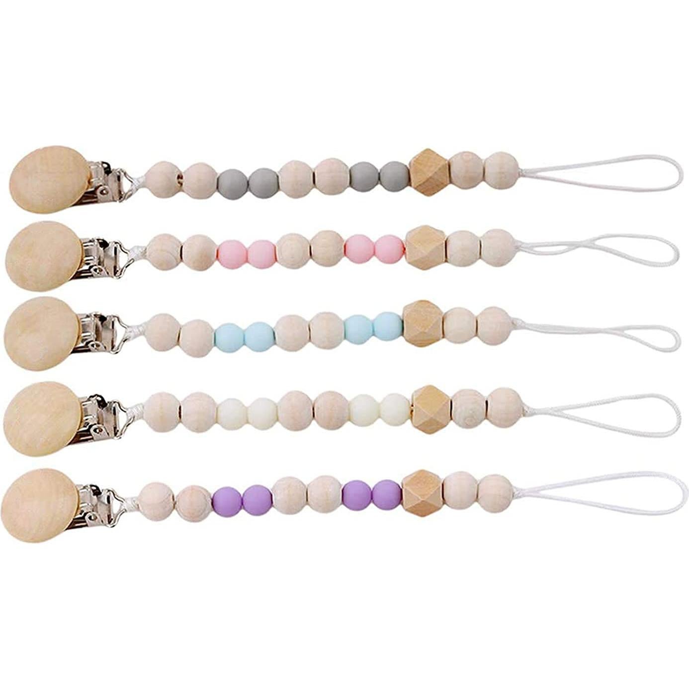 30 Clips de Madera Natural para Chupete Vankcp - DIY Bebé