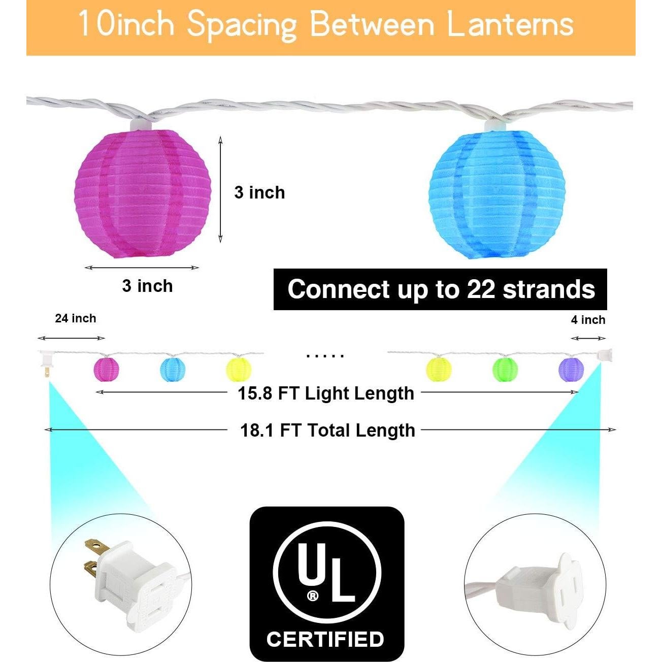 Luces de Cuerda de Linterna Multicolor TIGOMOOV 20CT 5.5m