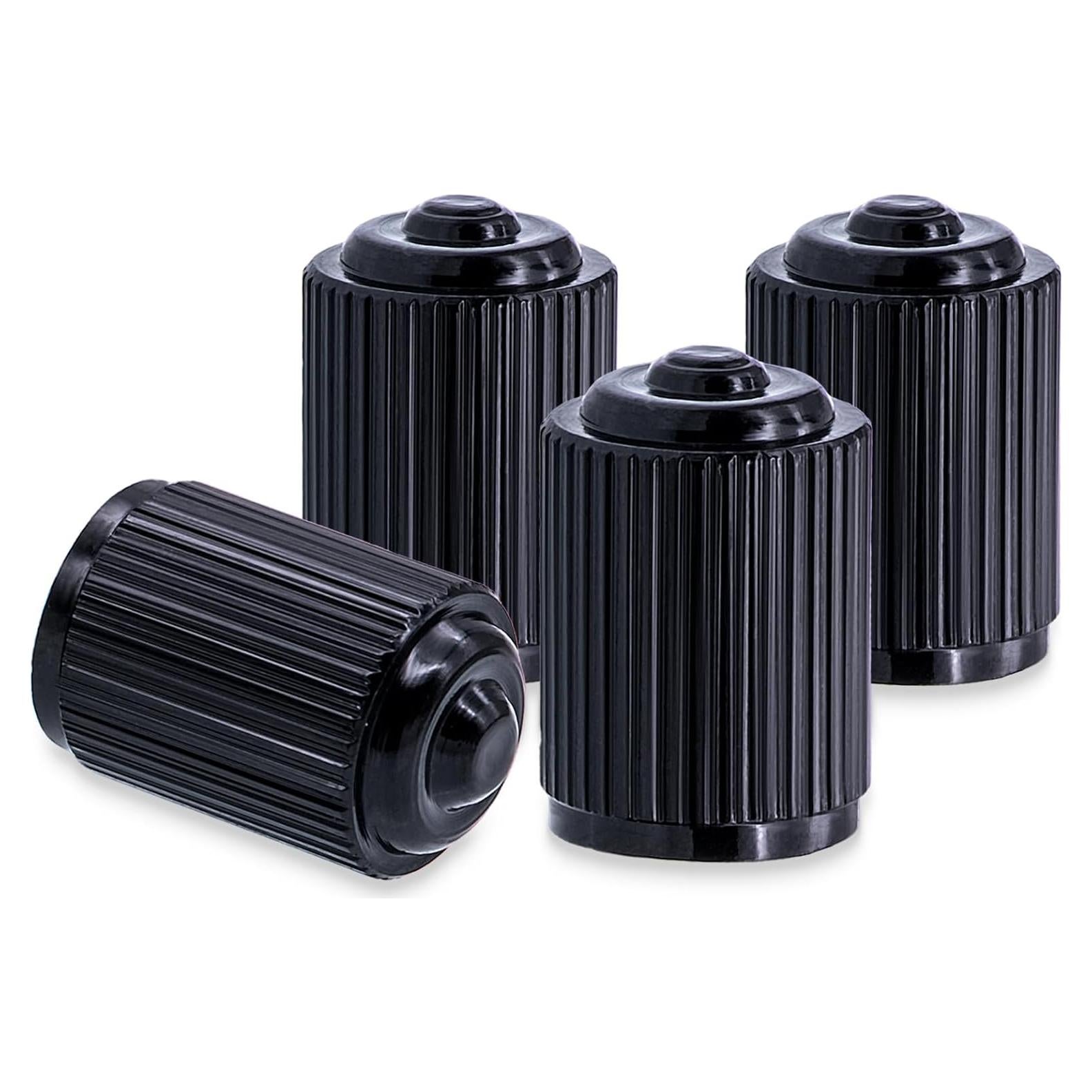 4 Tapones de Válvula de Neumático MEAJOO Aluminio Negro