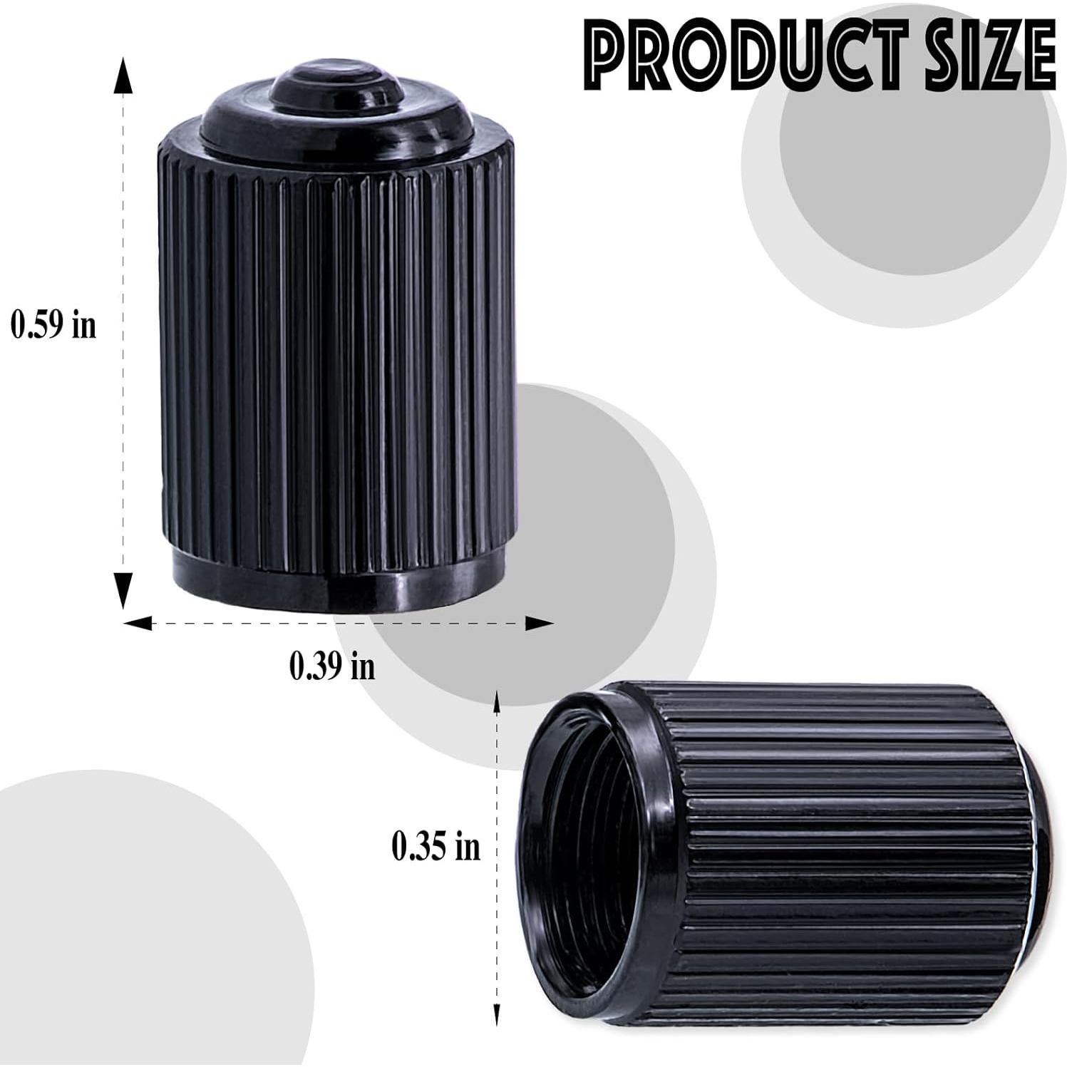 4 Tapones de Válvula de Neumático MEAJOO Aluminio Negro