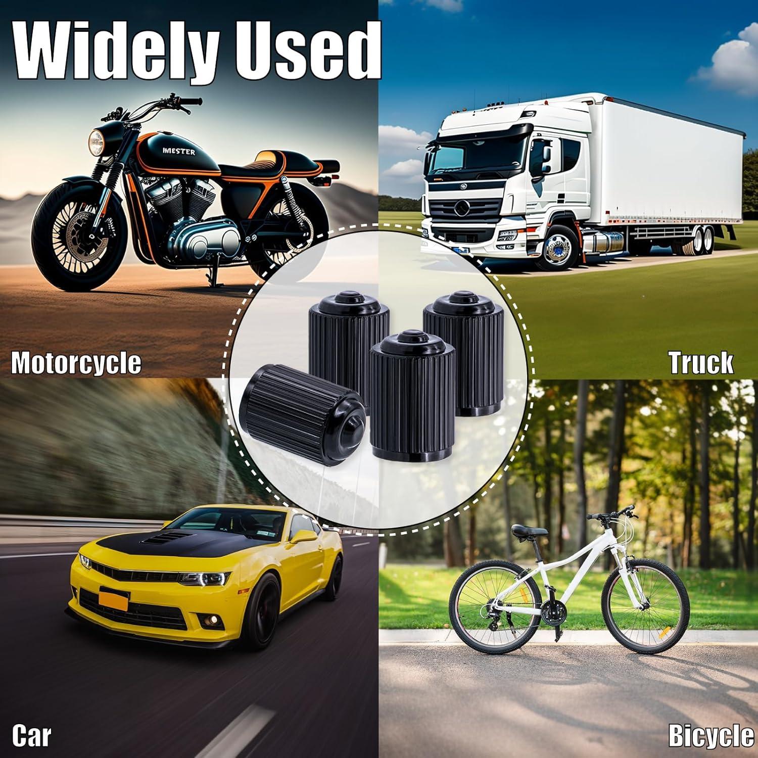 4 Tapones de Válvula de Neumático MEAJOO Aluminio Negro