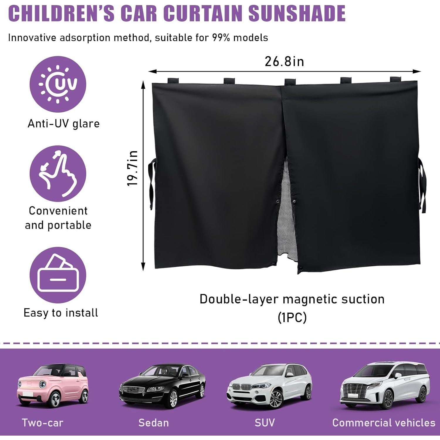 Cortina Magnética para Ventana de Auto Suvnie 50x68 cm