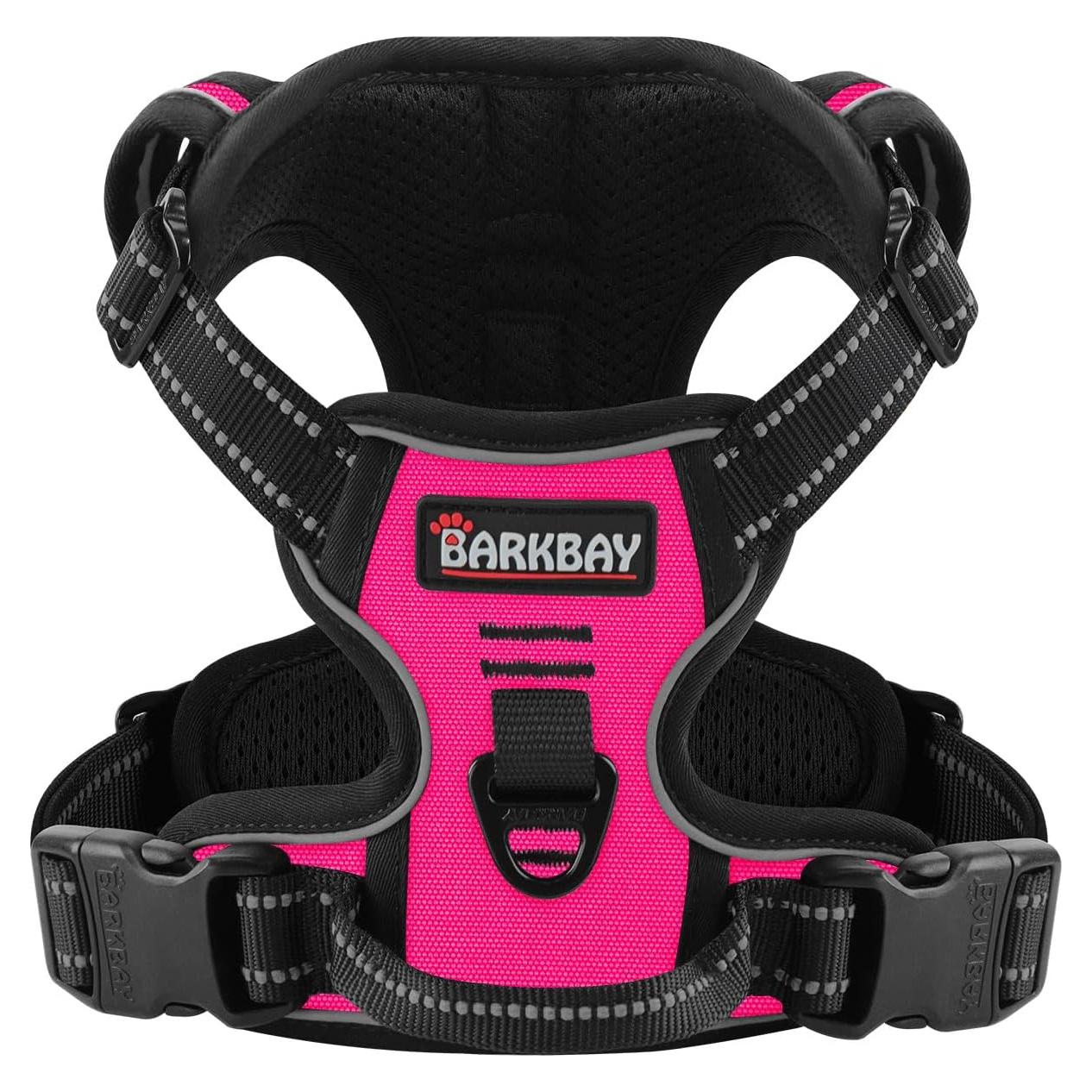 Arnés para Perros BARKBAY Mediano Rosa - Sin Tirones, Ajustable, Reflectante