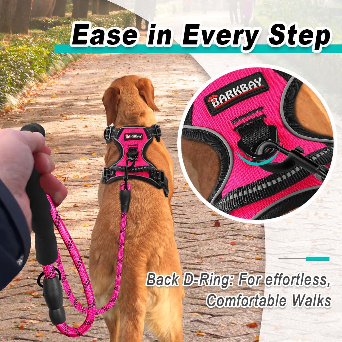 Arnés para Perros BARKBAY Mediano Rosa - Sin Tirones, Ajustable, Reflectante