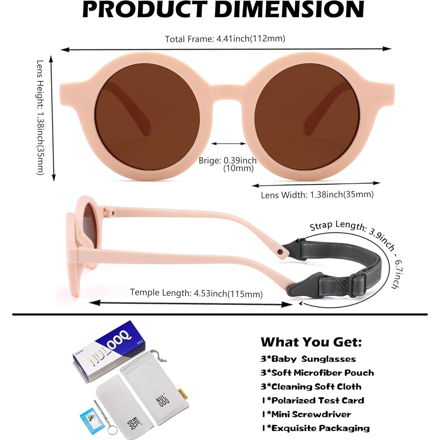 Gafas de sol polarizadas NULOOQ para bebés 0-24 meses