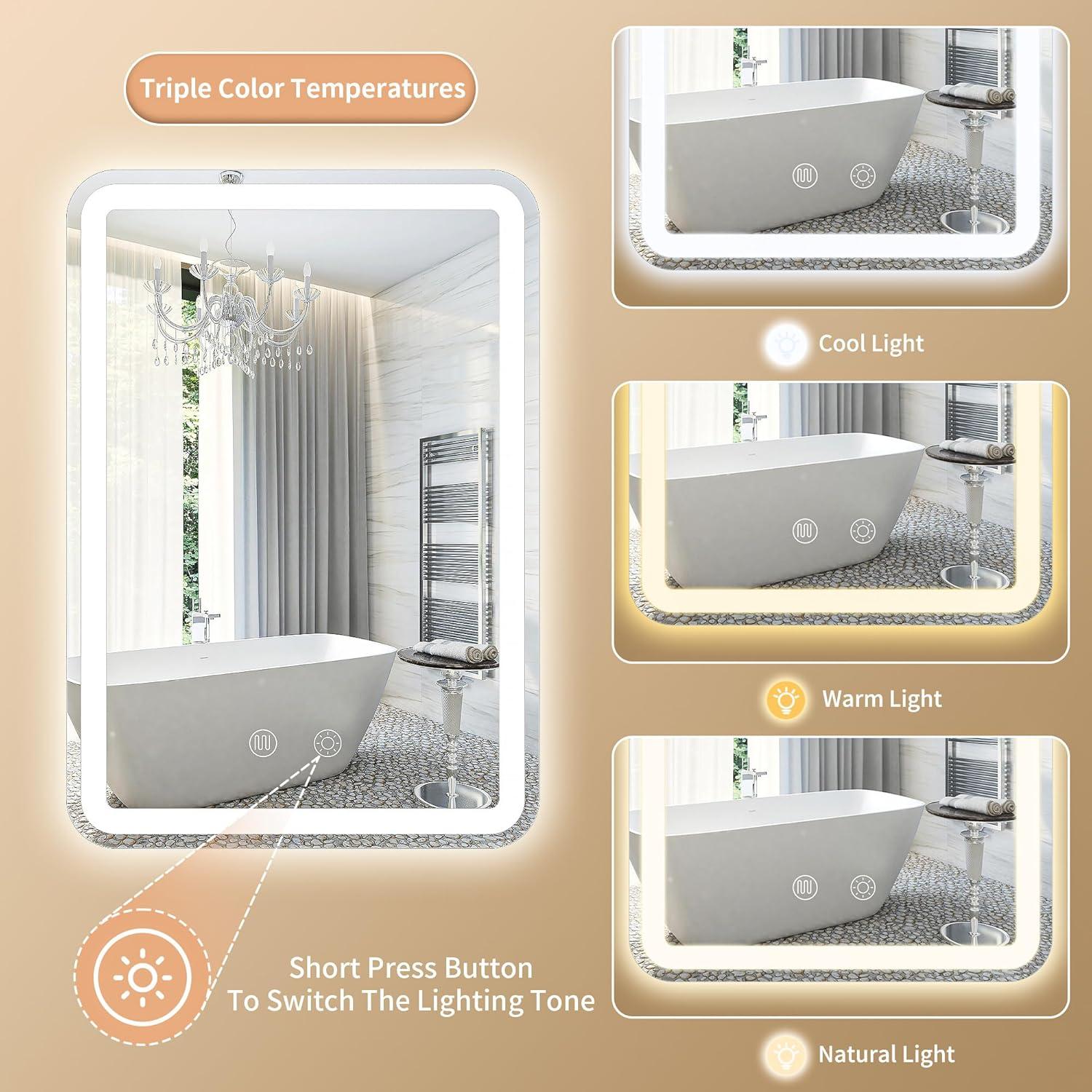 Espejo LED de Baño Vosuja 20x28" Sin Marco Rectangular