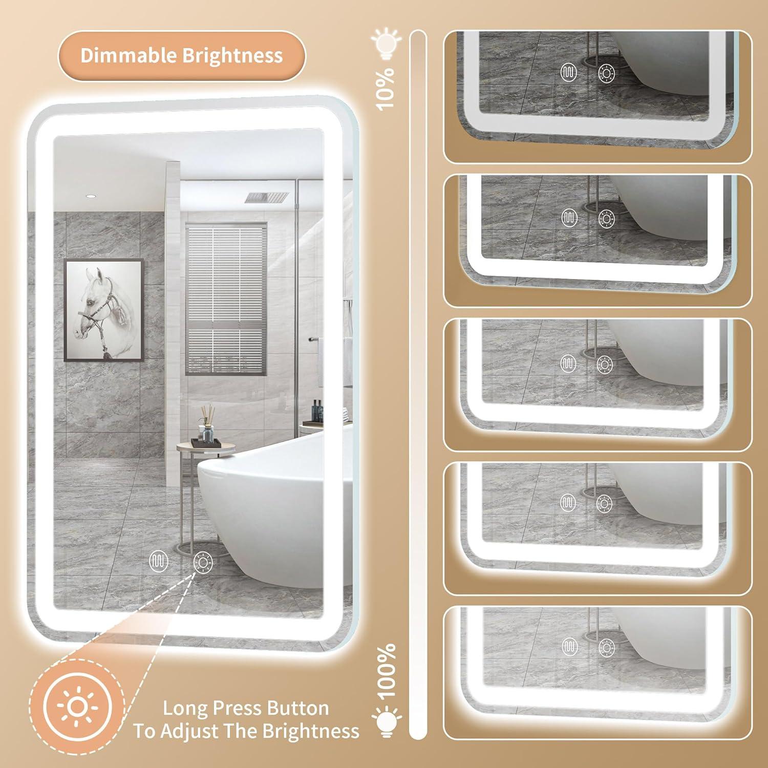 Espejo LED de Baño Vosuja 20x28" Sin Marco Rectangular