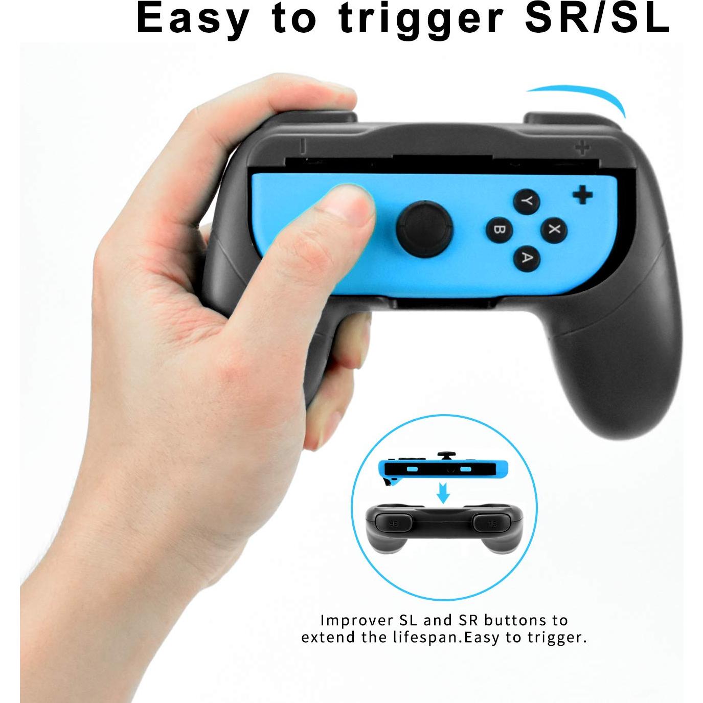 Agarres Joy-Con Laimax para Nintendo Switch OLED - 2 Piezas Negro