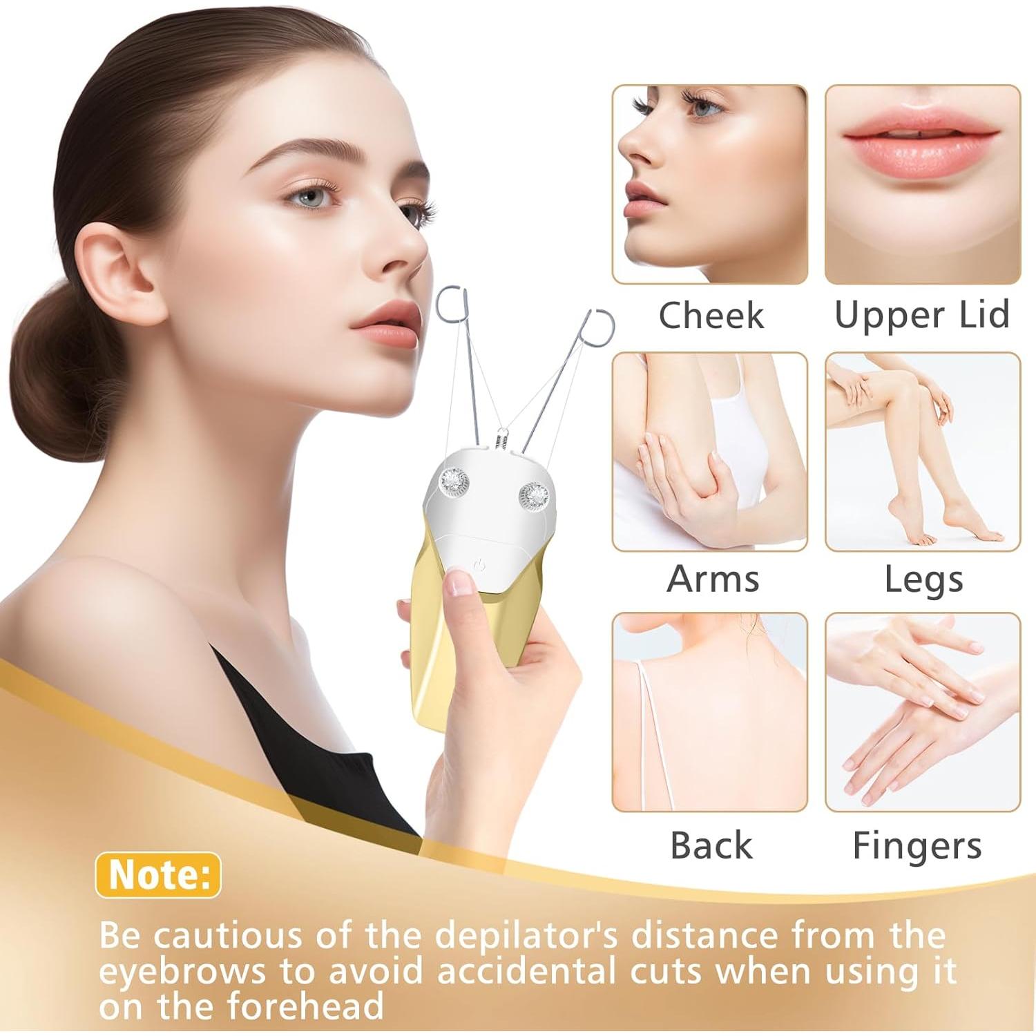 Epilador Facial WAYCOM 24 Automático con Luz LED - Oro