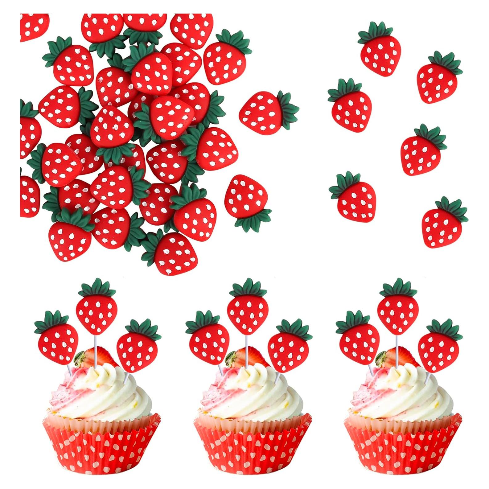 Adornos para Cupcakes de Fresa Rsstarxi - Paquete de 30