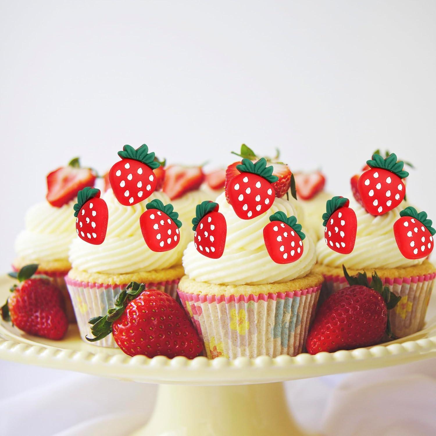 Adornos para Cupcakes de Fresa Rsstarxi - Paquete de 30