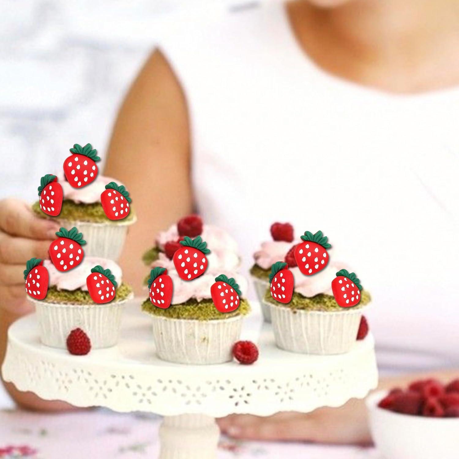 Adornos para Cupcakes de Fresa Rsstarxi - Paquete de 30