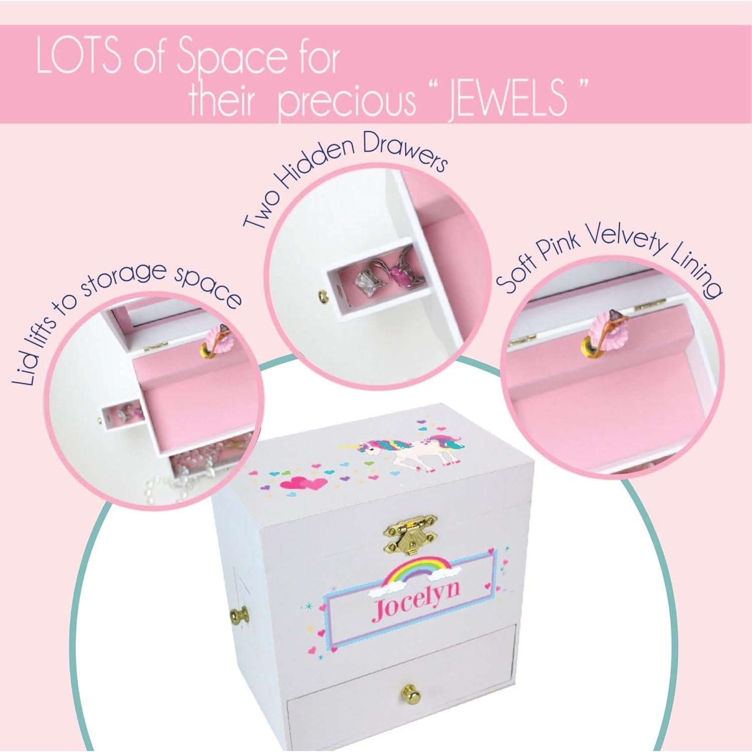 Caja de Joyería Musical My Bambino Sirena Negra 4 Cajones