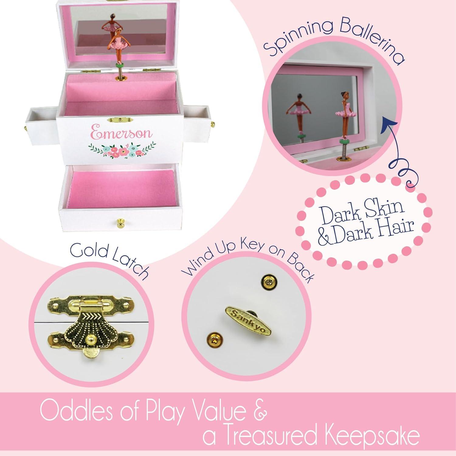 Caja de Joyería Musical My Bambino Sirena Negra 4 Cajones