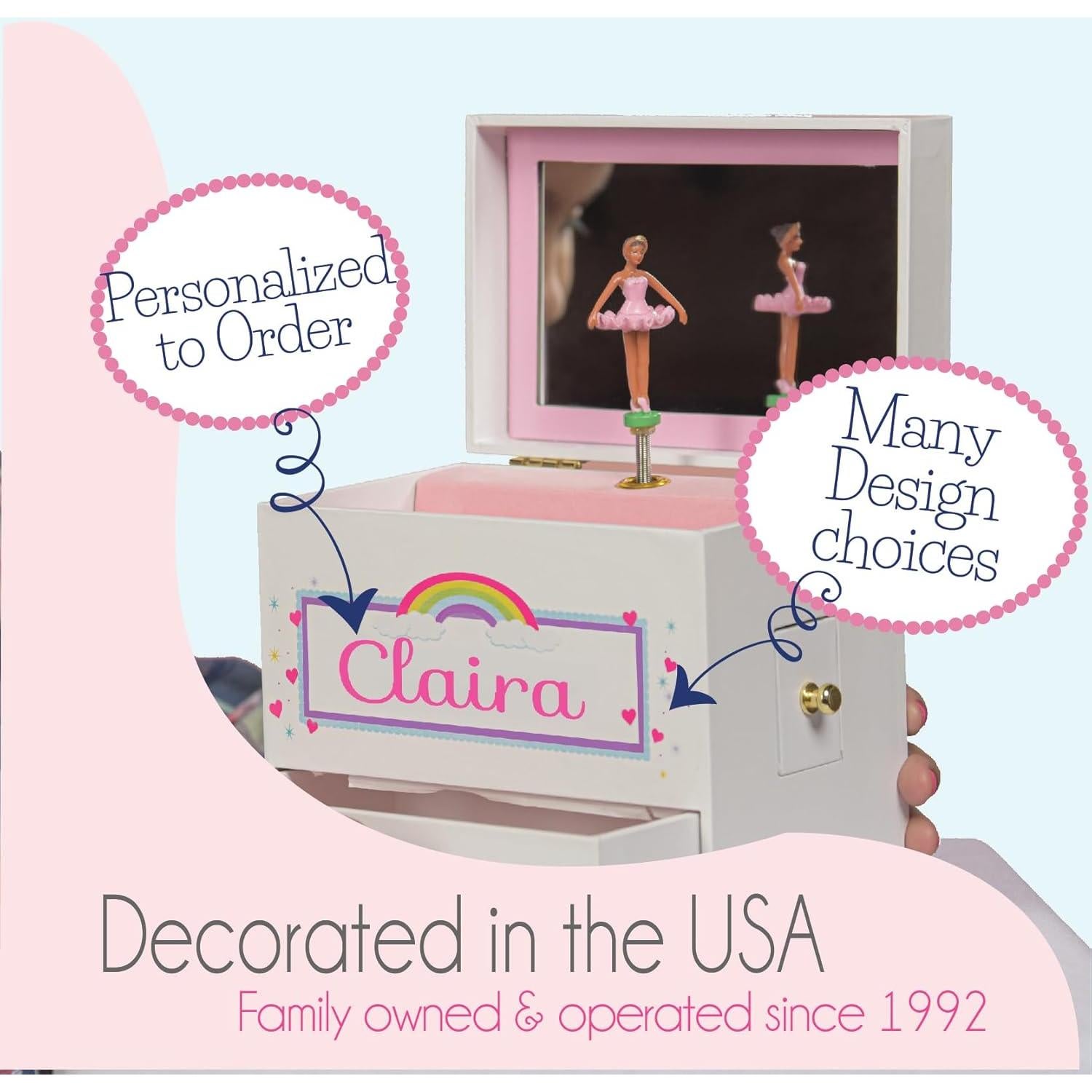 Caja de Joyería Musical My Bambino Sirena Negra 4 Cajones