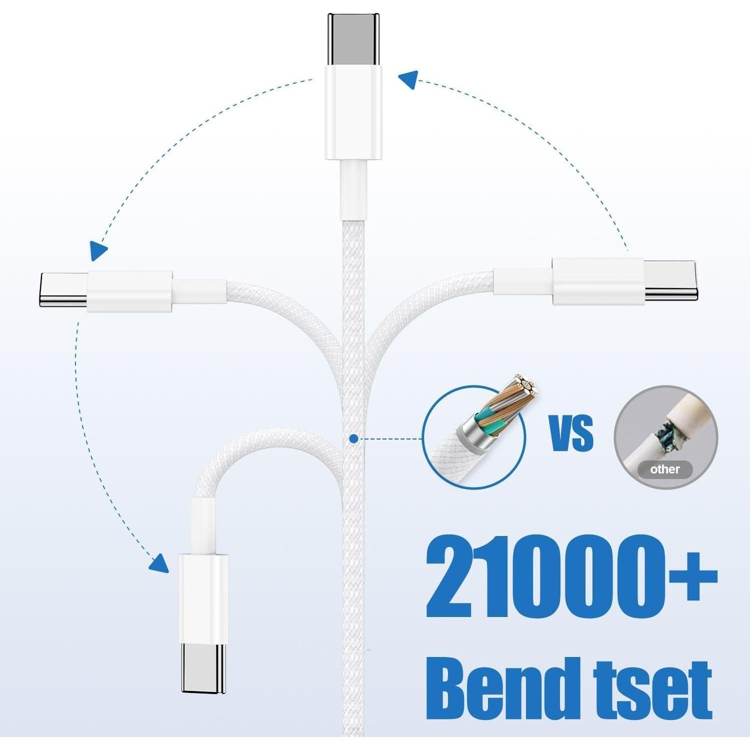 Cable de carga rápida USB C 60W 3m 2Pack para iPhone 16 Pro