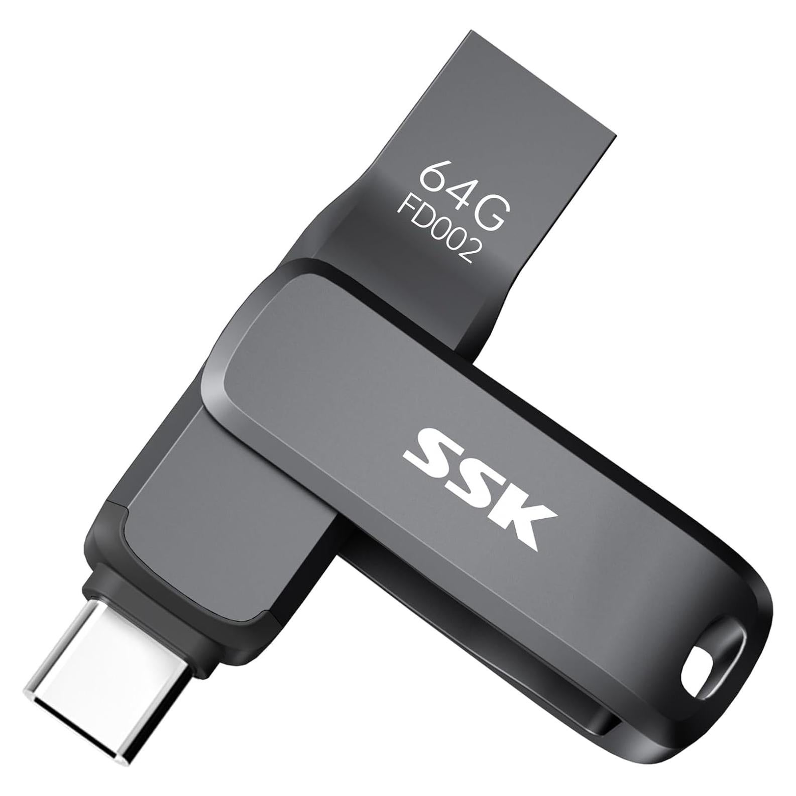 SSK Unidad Flash USB C 64GB Doble Conector 200MB/s