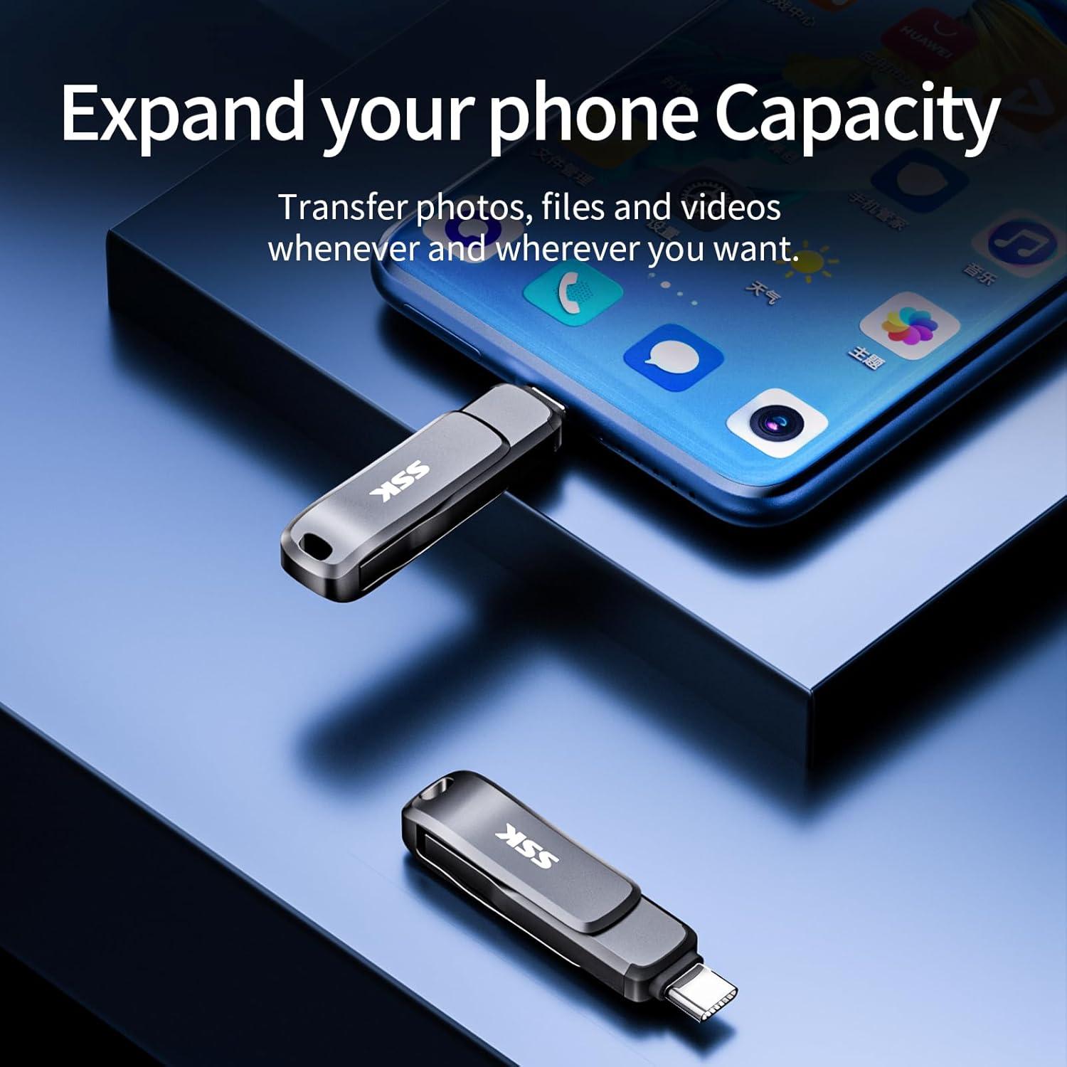 SSK Unidad Flash USB C 64GB Doble Conector 200MB/s
