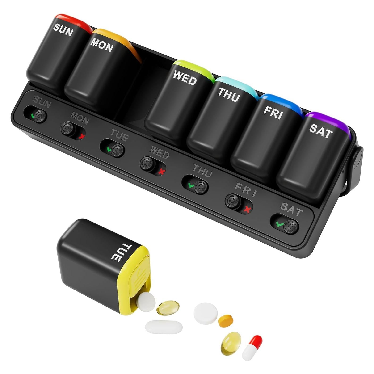 Organizador Semanal de Pastillas Restree - 7 Días, Negro