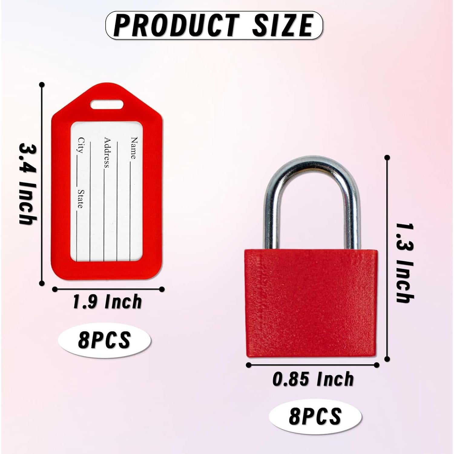 Paquete de 8 Candados de Equipaje Koceci + 8 Etiquetas Coloridas