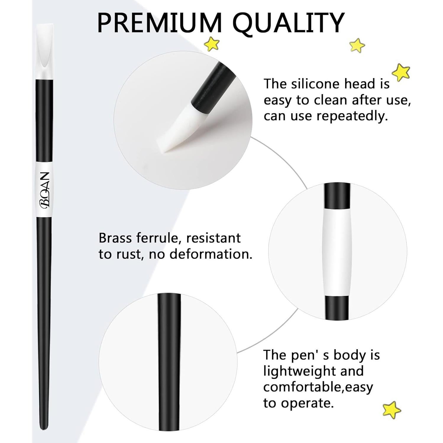 BQAN 5 Piezas Bolígrafos de Escultura de Uñas Silicona Negro