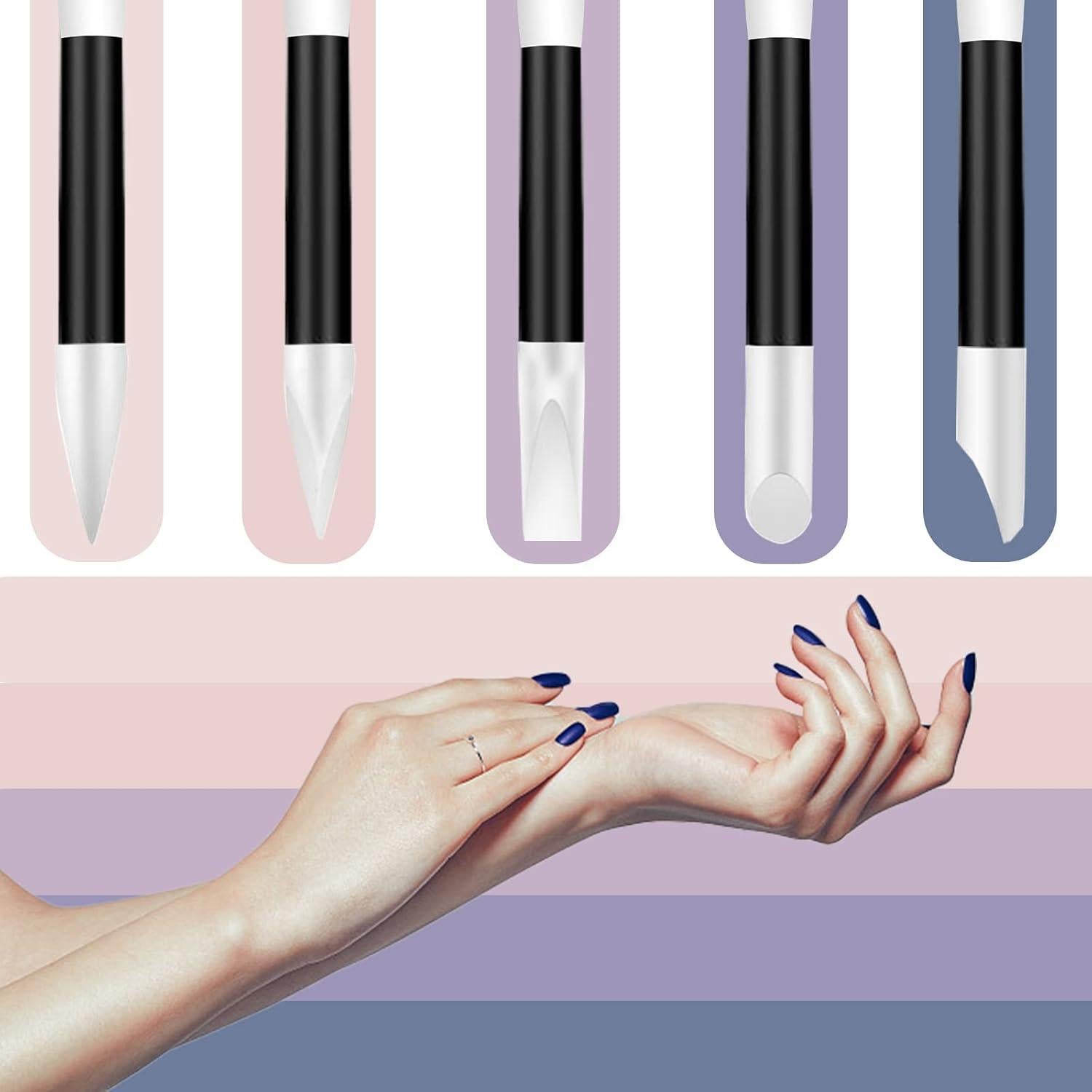 BQAN 5 Piezas Bolígrafos de Escultura de Uñas Silicona Negro