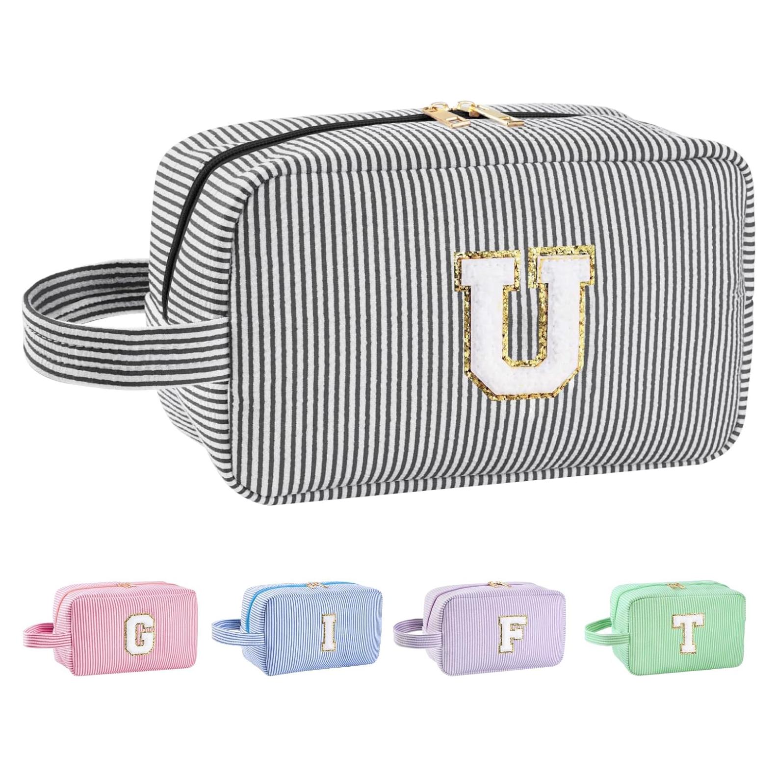 Bolsa de Maquillaje Personalizada Inicial A-Z - Negro