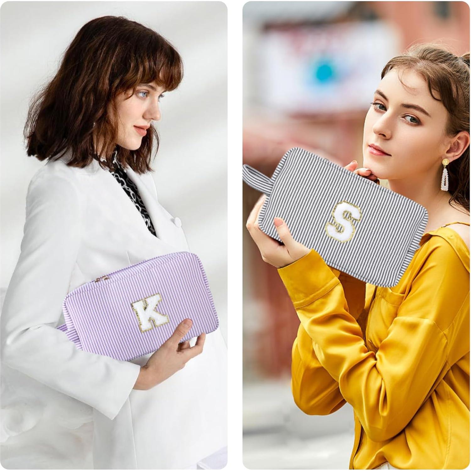 Bolsa de Maquillaje Personalizada Inicial A-Z - Negro