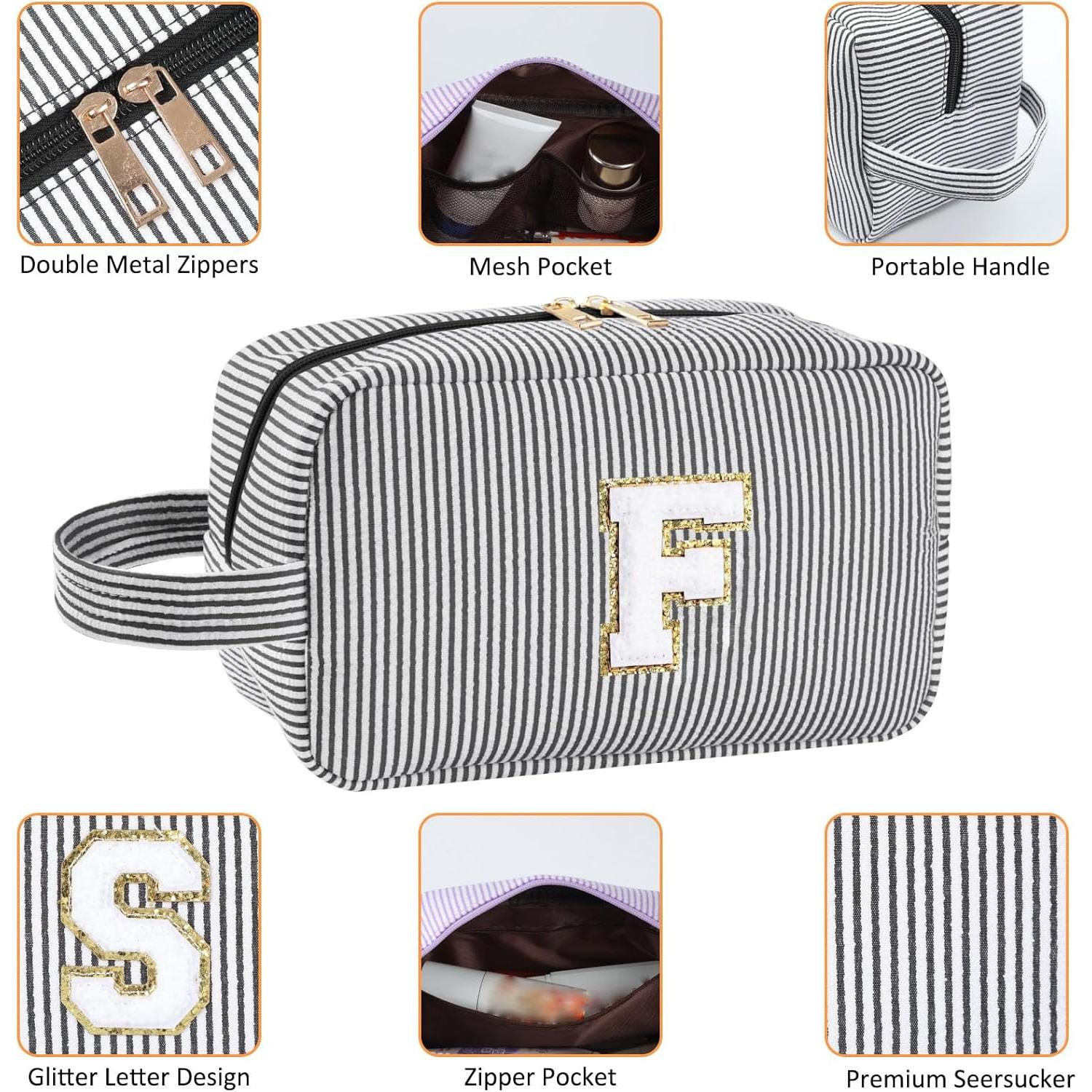 Bolsa de Maquillaje Personalizada Inicial A-Z - Negro