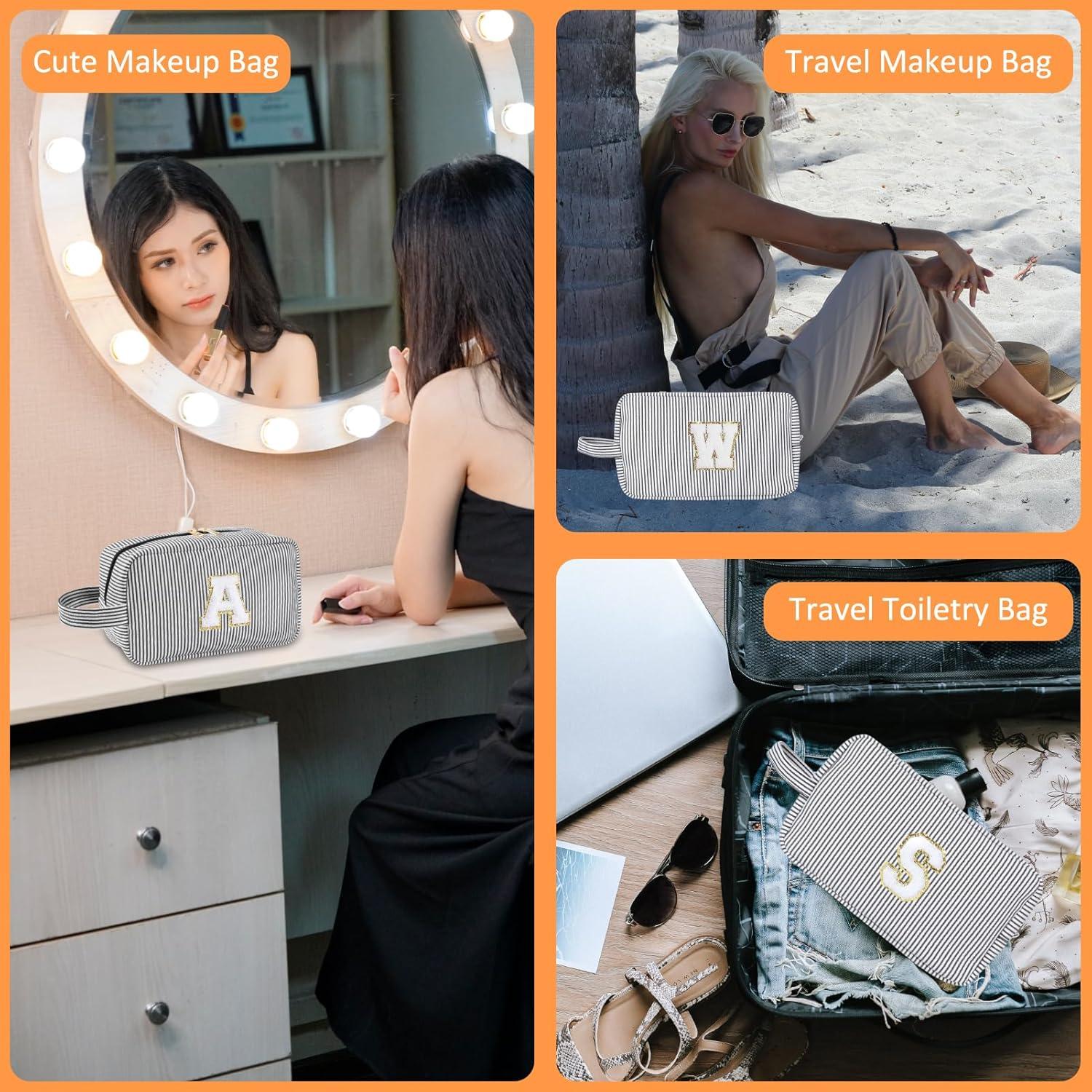 Bolsa de Maquillaje Personalizada Inicial A-Z - Negro