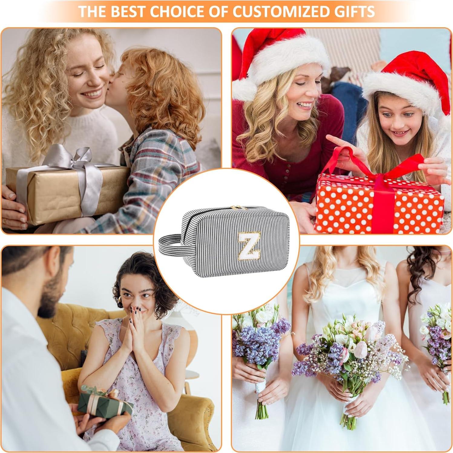 Bolsa de Maquillaje Personalizada Inicial A-Z - Negro