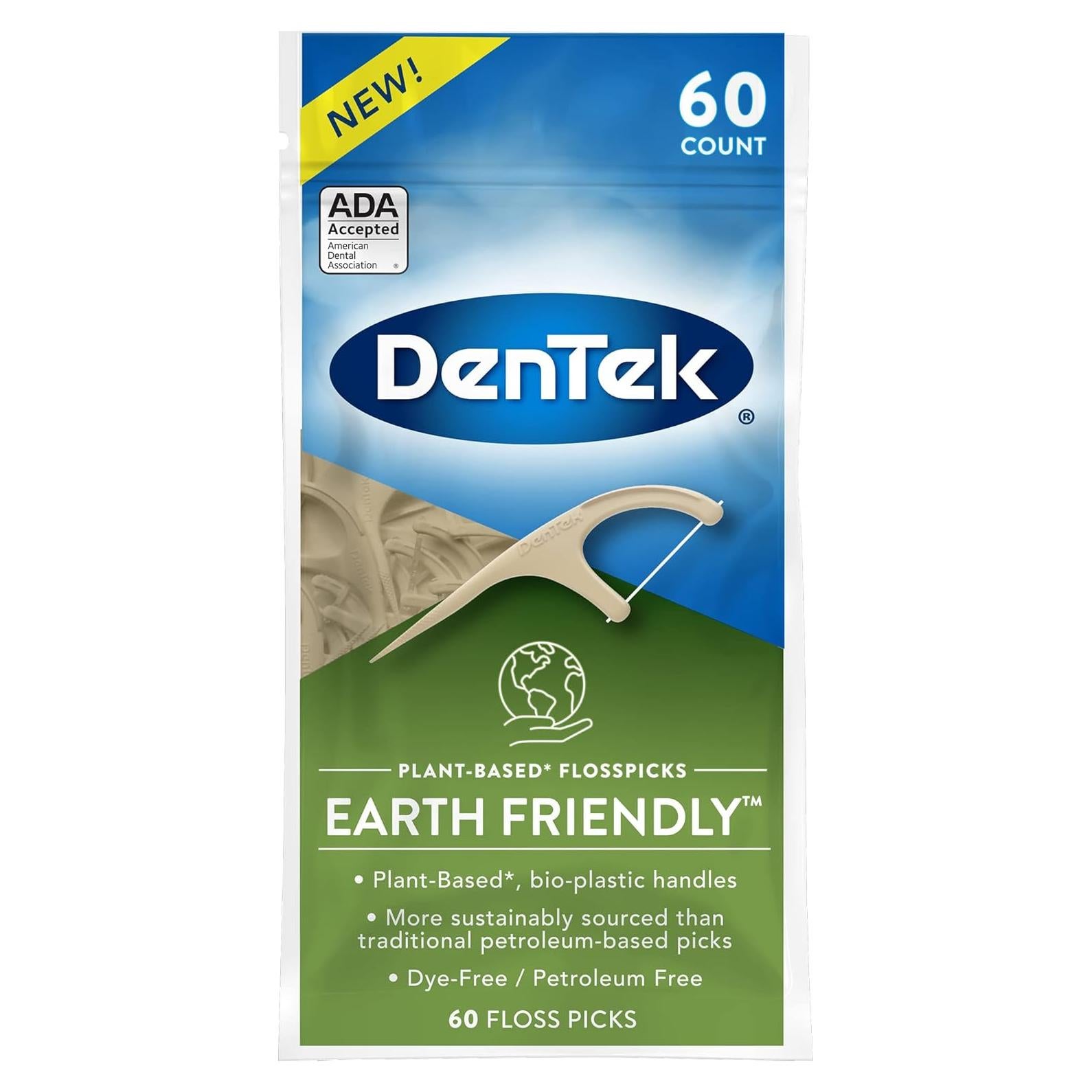 Palillos de Hilo Dental Ecológicos DenTek, 60 Unidades Menta
