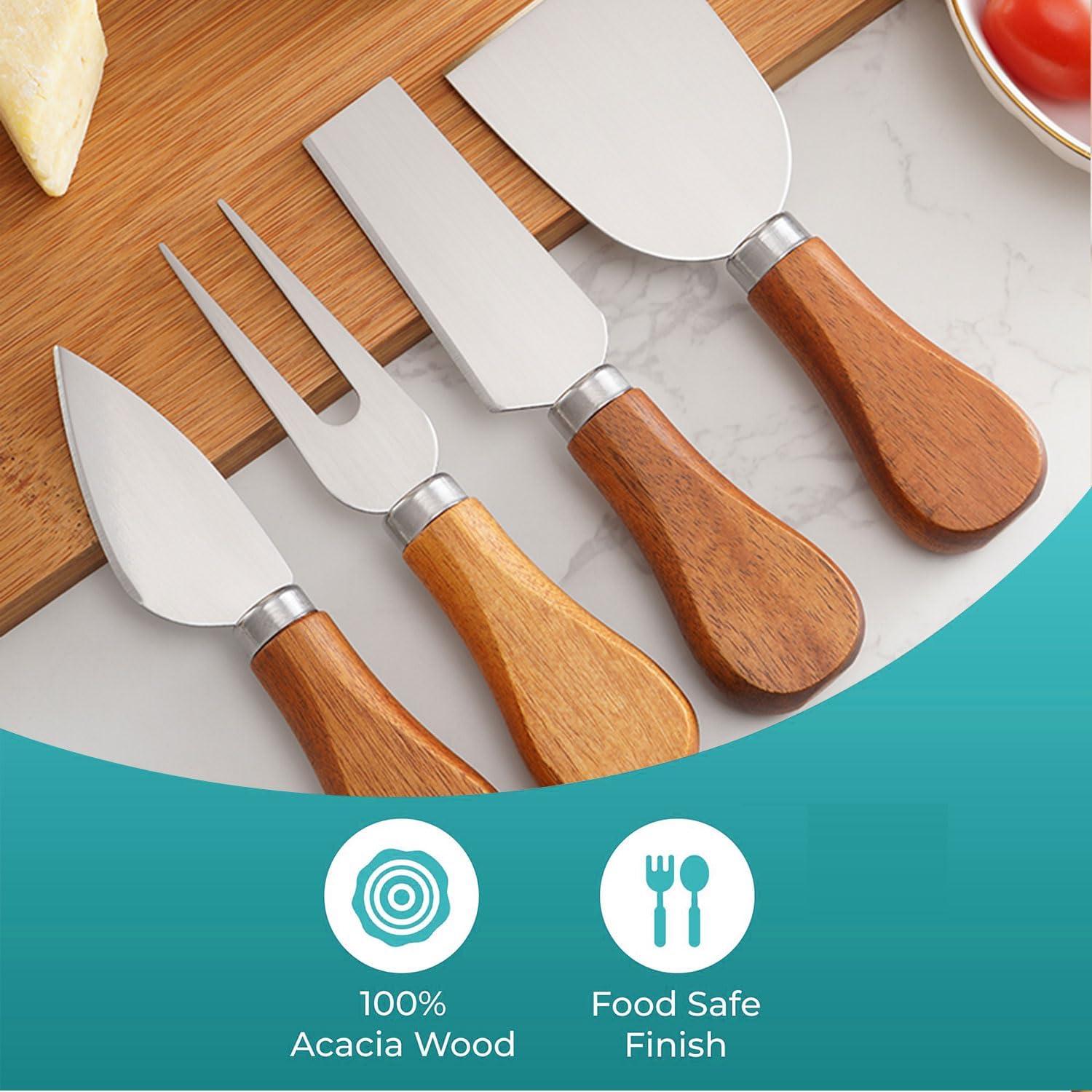 Juego de Cuchillos para Queso YUANQIAN 4 Piezas Acero Inoxidable