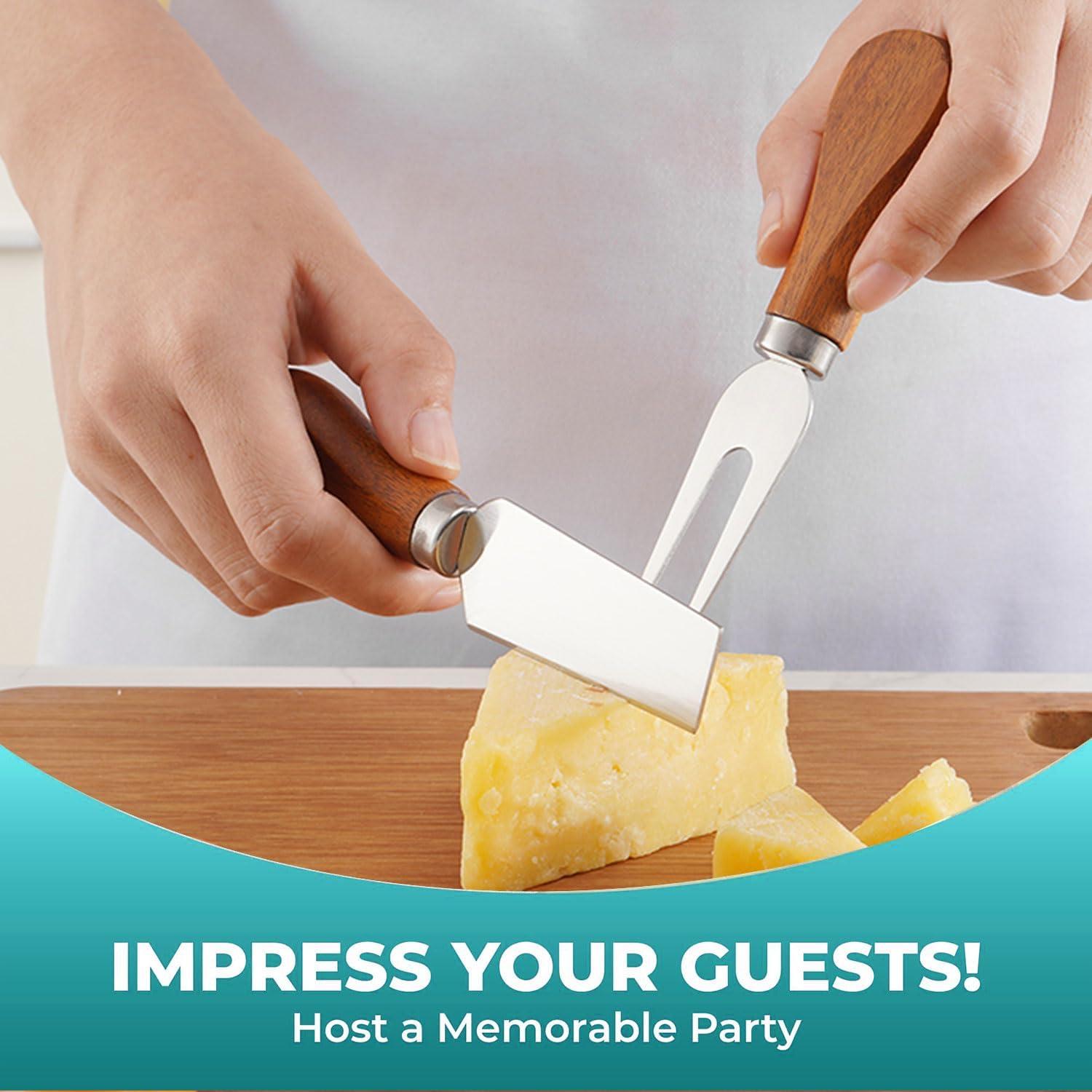 Juego de Cuchillos para Queso YUANQIAN 4 Piezas Acero Inoxidable