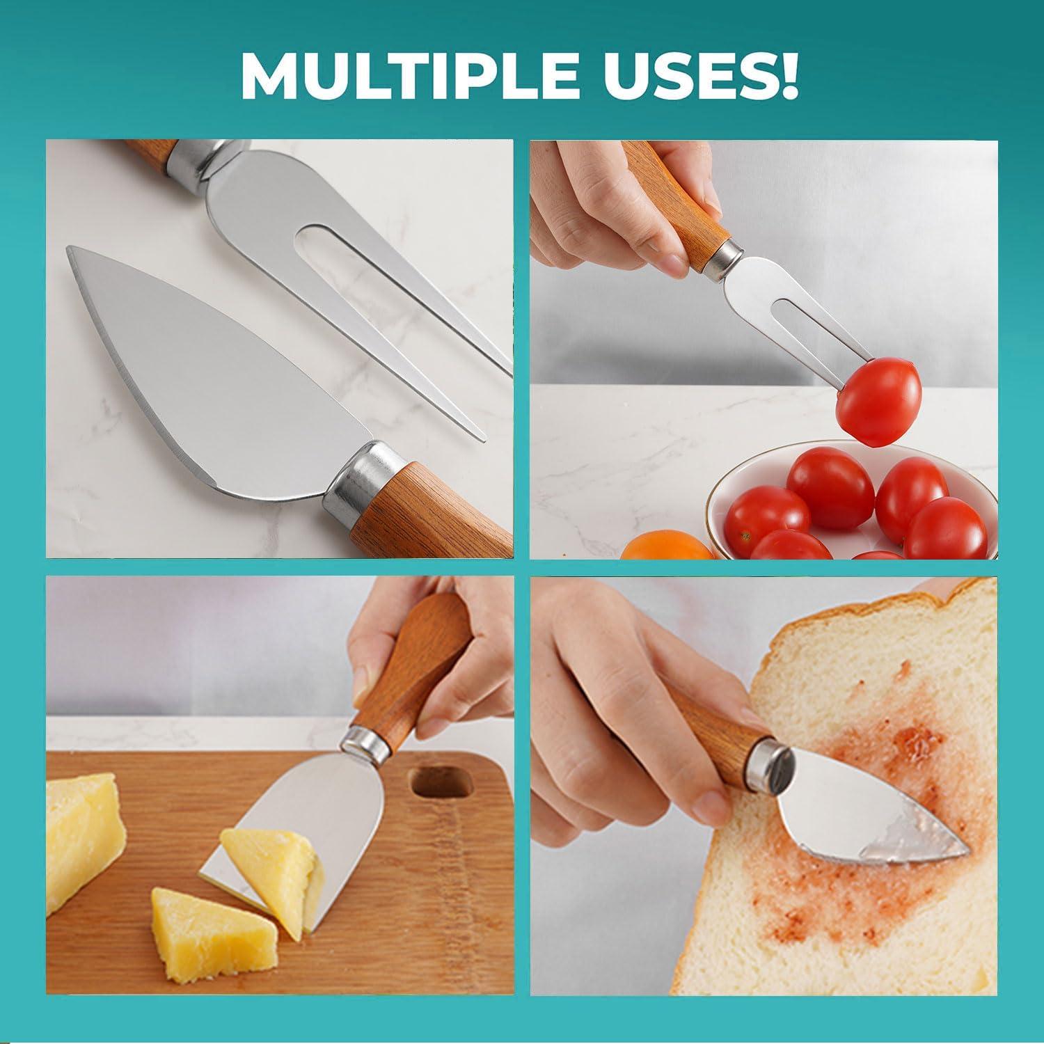 Juego de Cuchillos para Queso YUANQIAN 4 Piezas Acero Inoxidable