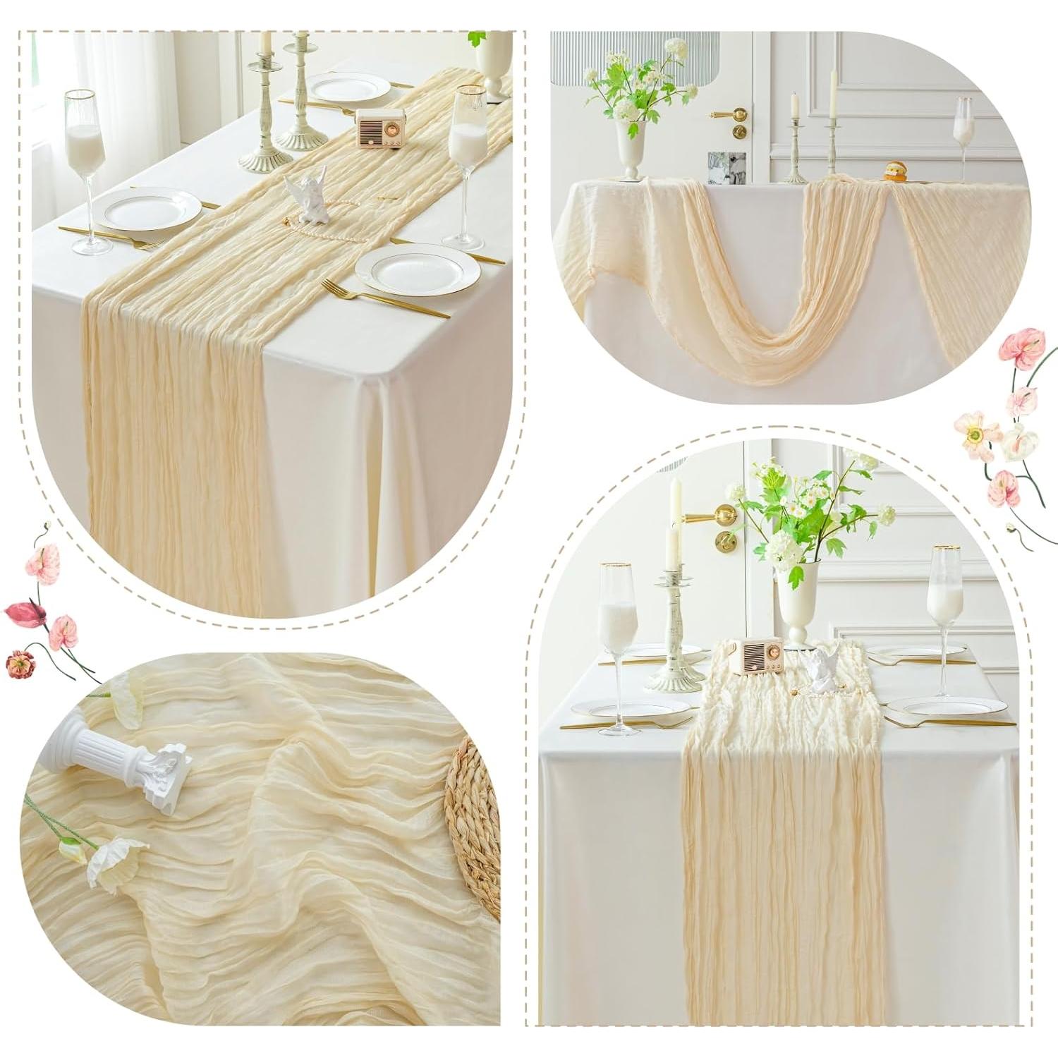 Camino de Mesa de Gasa Beige Sioloc 365.8x88.9 cm Decoración