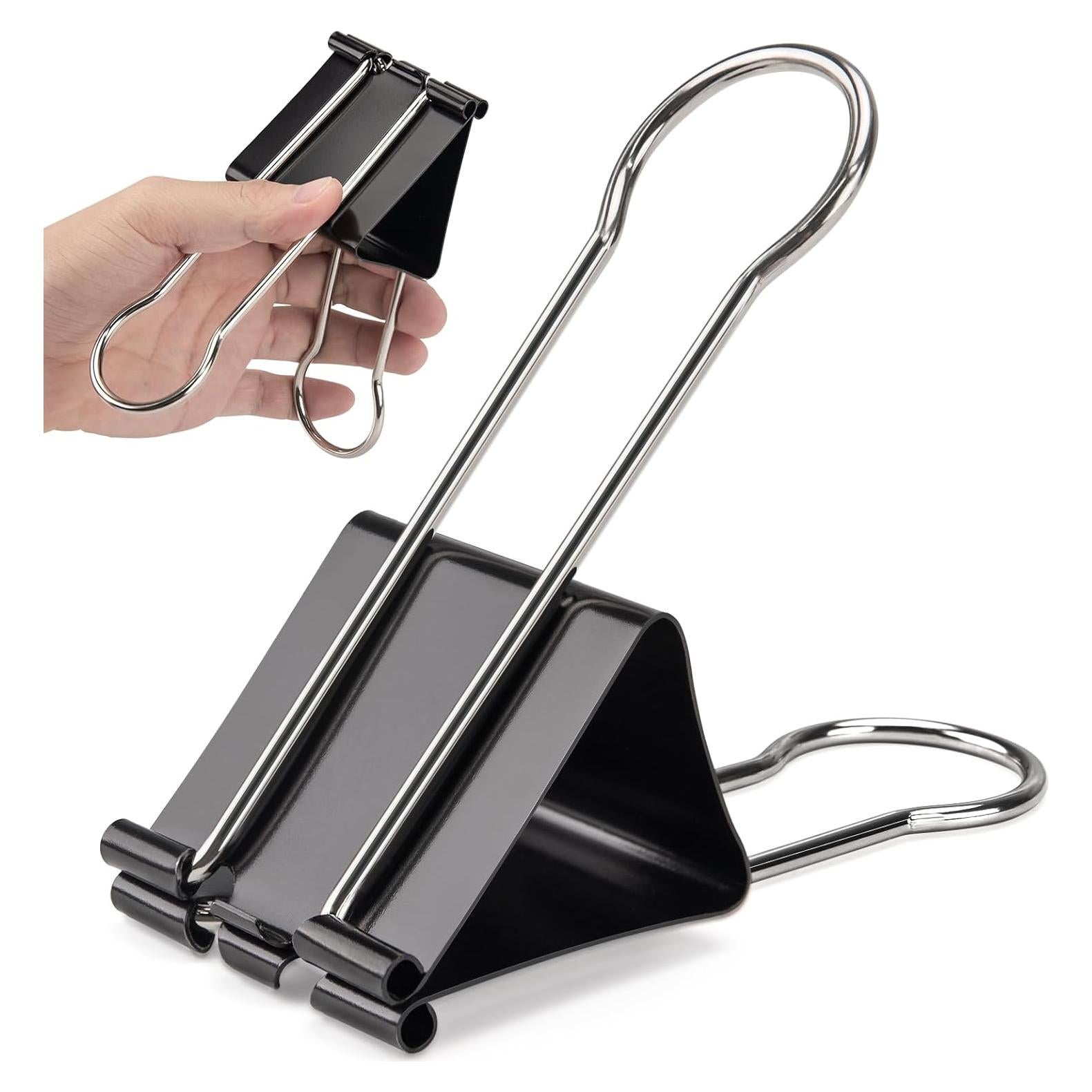 Clips de Carpeta Jumbo OWLKELA 2 Pcs 6 cm Acero Negro